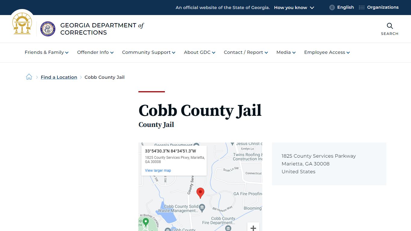 Cobb County Jail | Georgia Department of Corrections